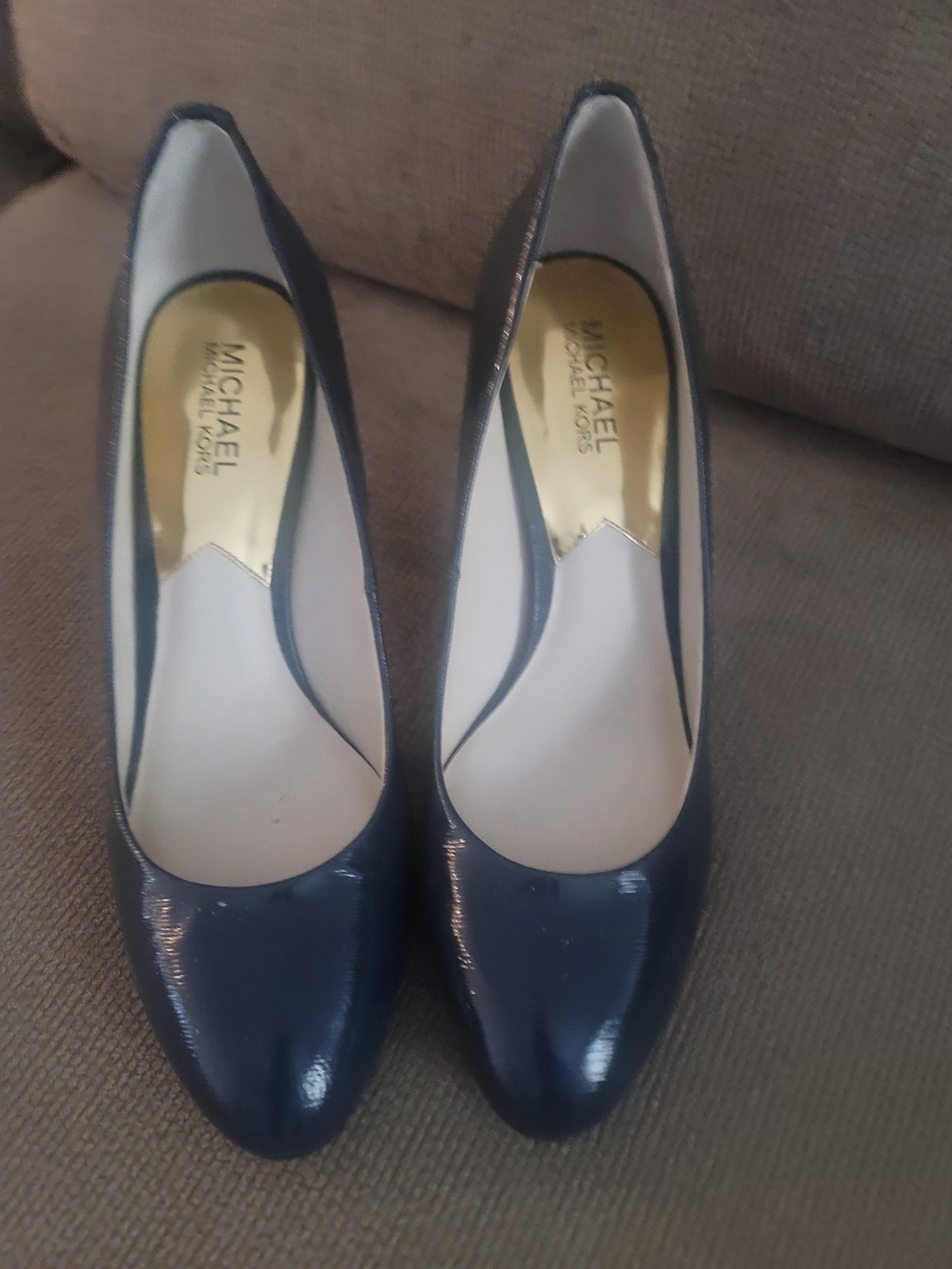 Michael Kors Navy Patent Leather Round-Toe Pumps
